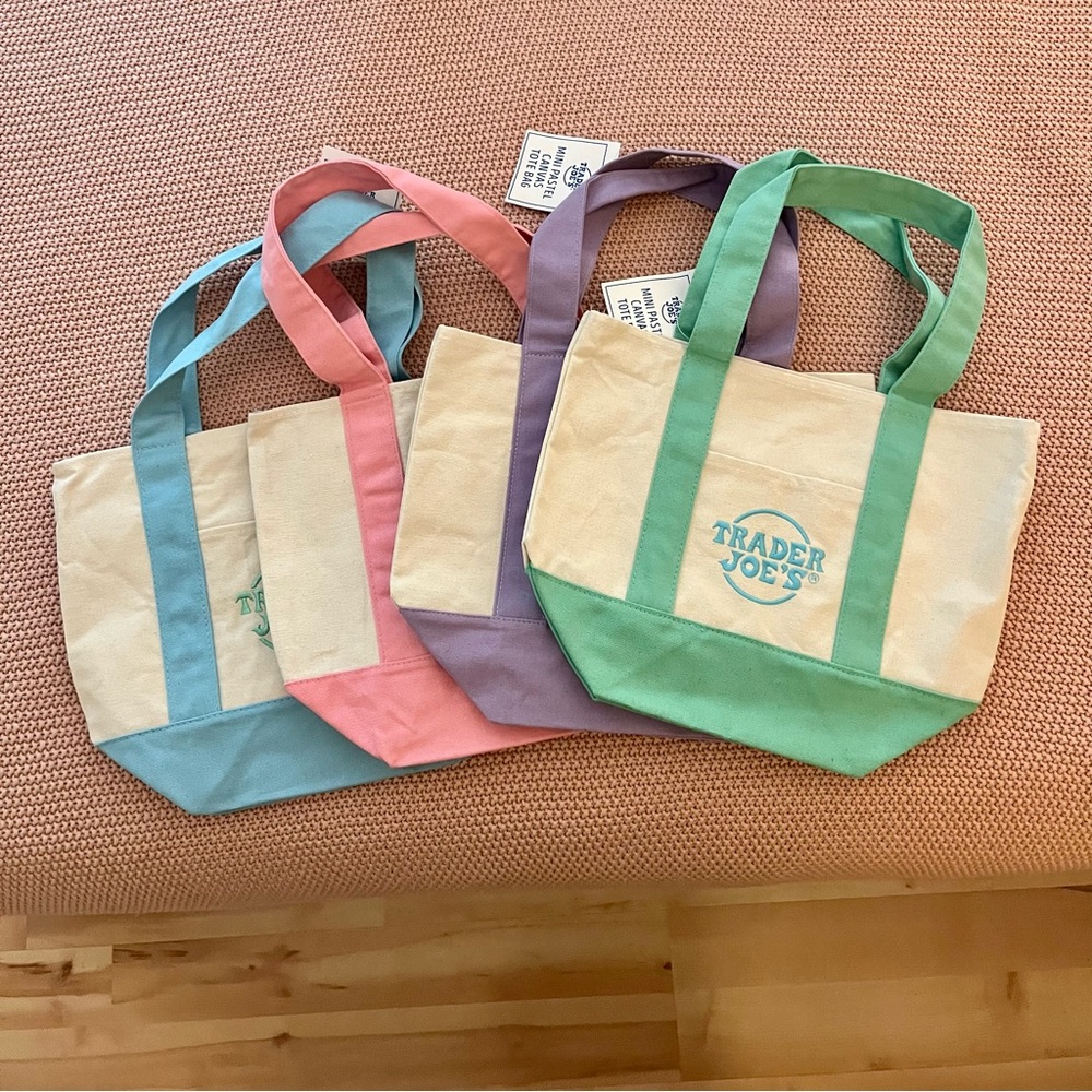 Trader Joe’s Mini Pastel Tote Bags - Set of Four
